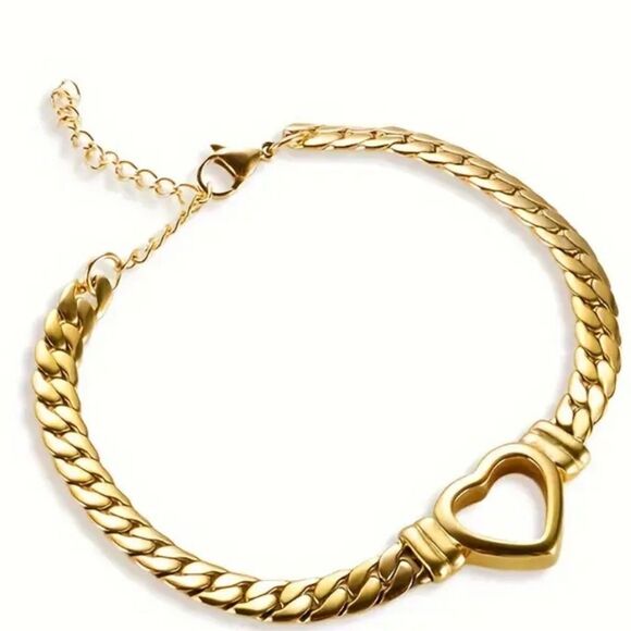 FREE - Bracelet heart gold tone - Picture 1 of 6